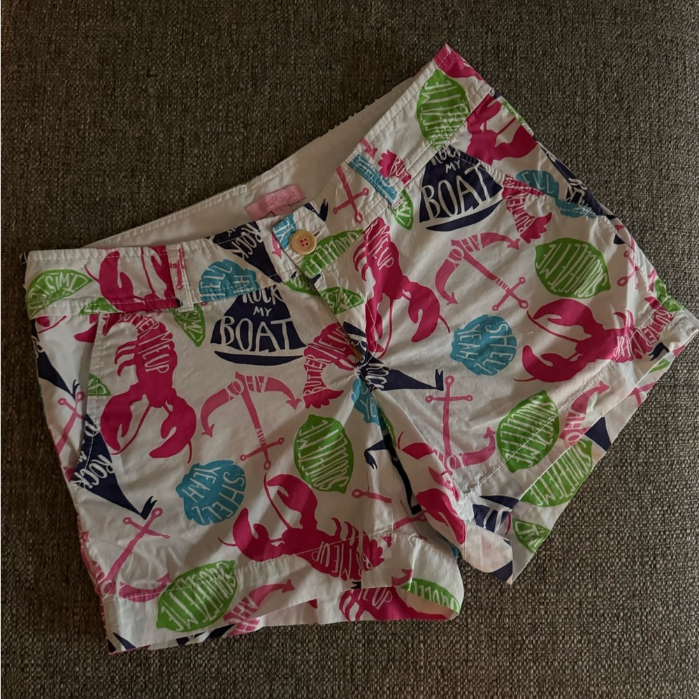 LILLY PULITZER Callahan Rock My Boat Print Cotton 5" Shorts sz 6